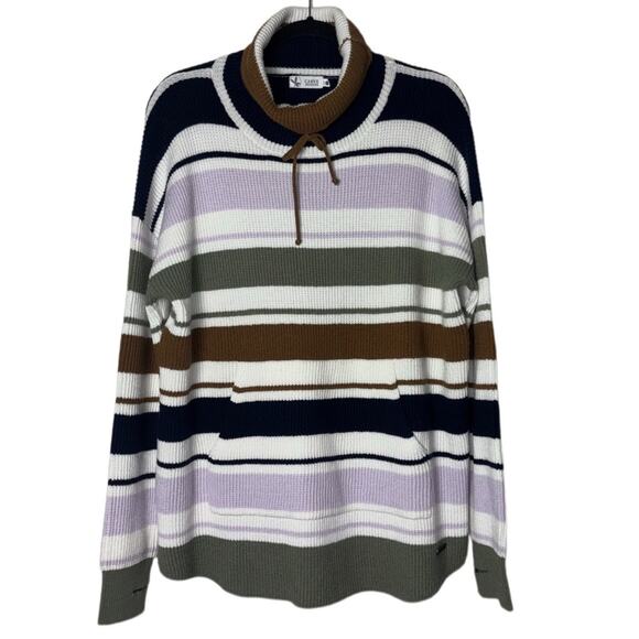 NEW Carve Designs Rockvale Sweater Cowl Neck Striped Thumb Holes Women's Size L - Picture 3 of 16